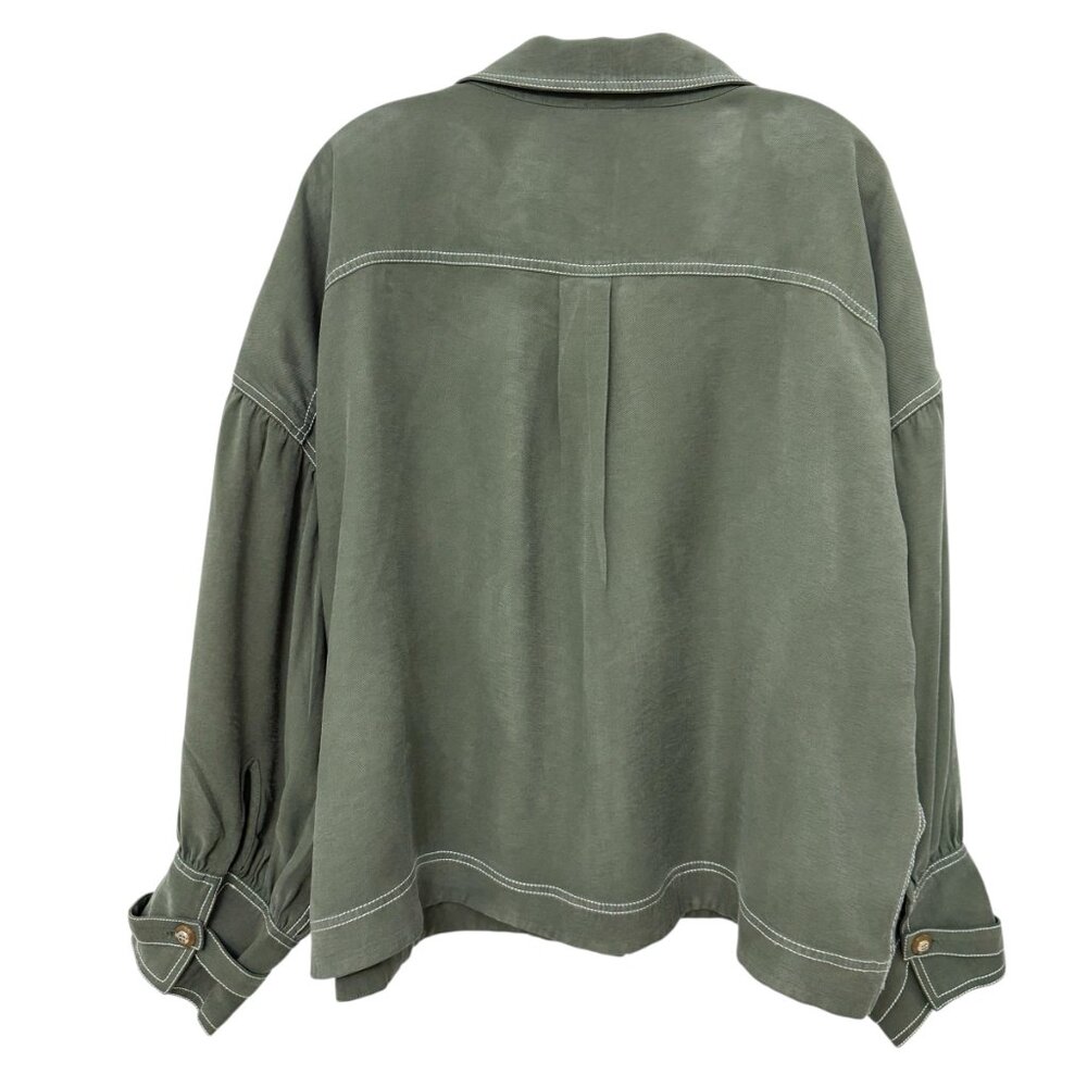 Soft Surroundings Cropped Green D'orze Button up Jacket Women's size 3X - Picture 2 of 8